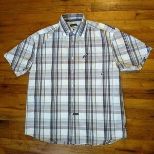 Men's Ecko Unltd. shirt plaid button down Sz M short sleeve polycotton